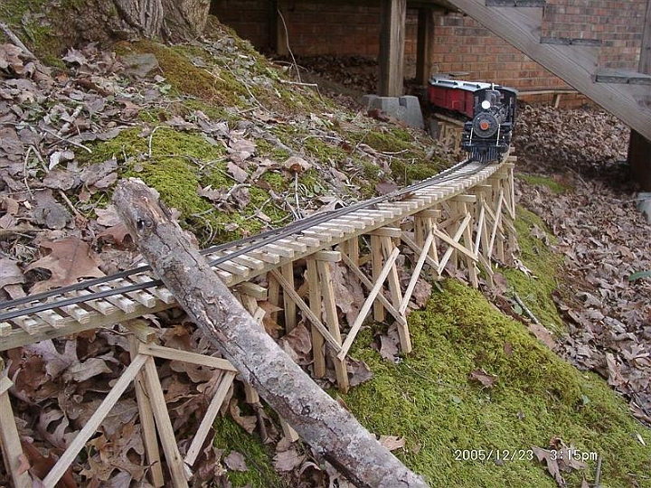 200512231515.JPG - A DSP&P passenger train stops on the trestle just before reaching the damaged rail.