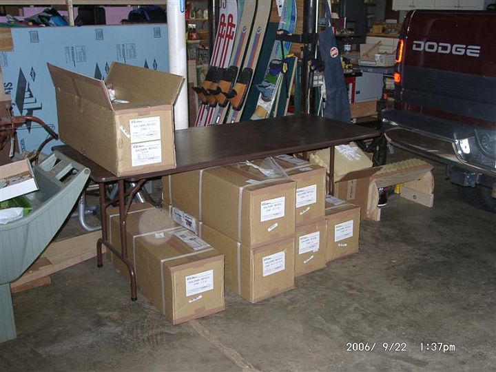 09220004.JPG - We moved everything to the basement/workshop.  Only the box labeled "Stage-1" has been opened.